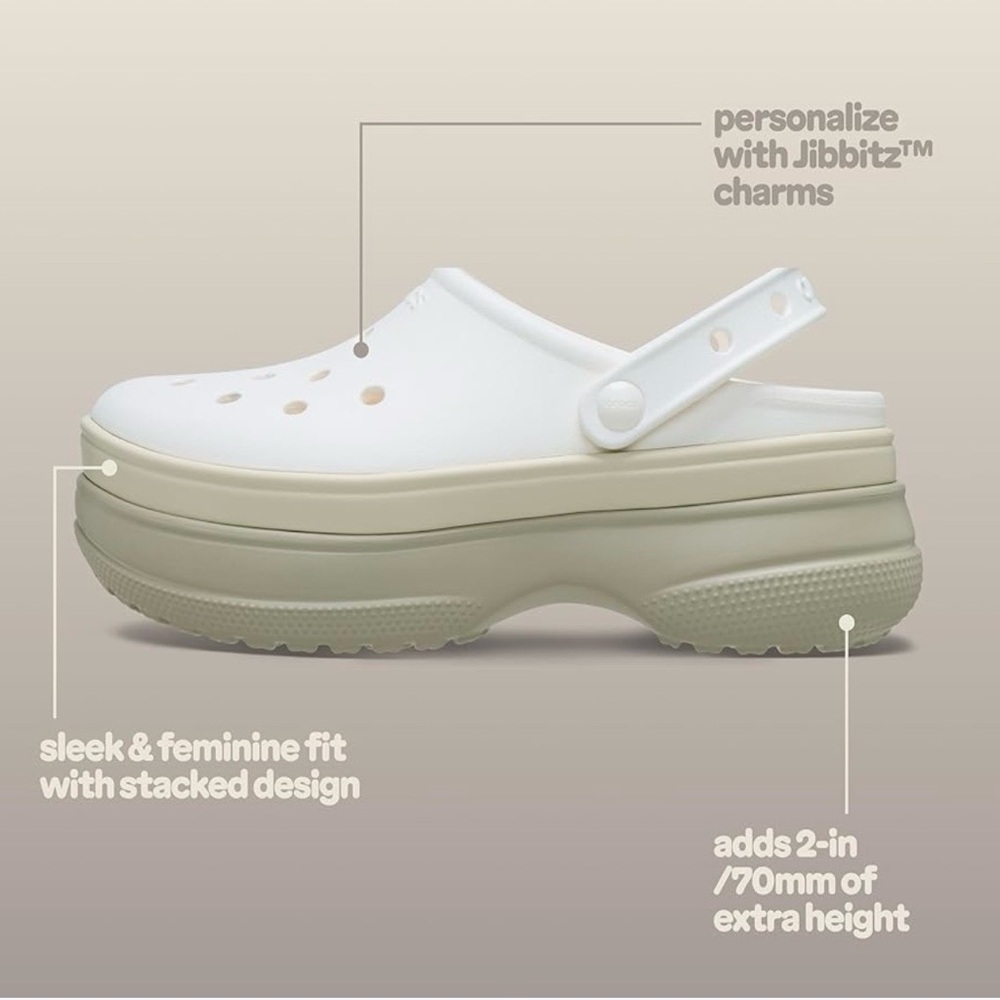 CROCS NWT Stacked platform clogs white & beige women’s 8 - Picture 6 of 8